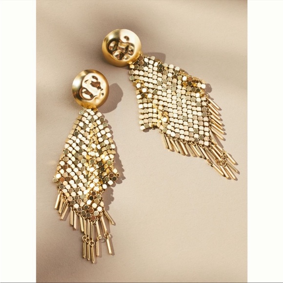 Anthropologie Jewelry - Anthropologie NWT Fringed Chainmail
Drop Earrings.